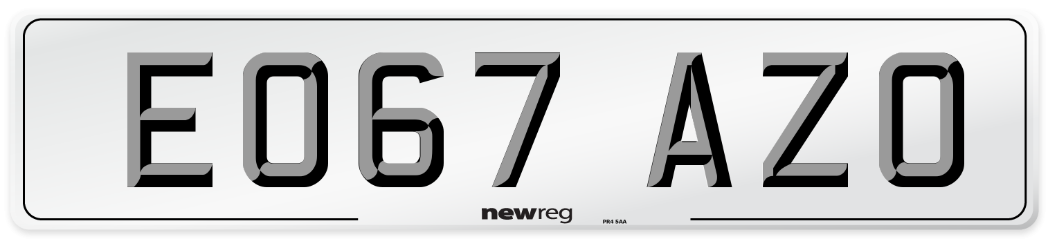 EO67 AZO Number Plate from New Reg